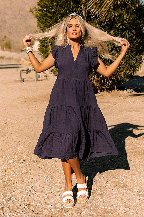Fated For Love Midi Dress In Navy