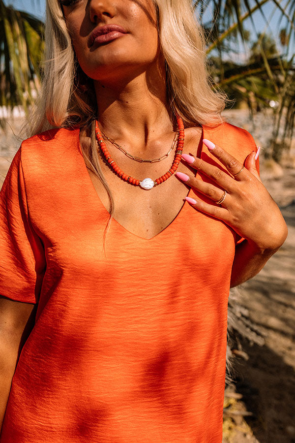 Mezcal Margs Layered Necklace In Tangerine