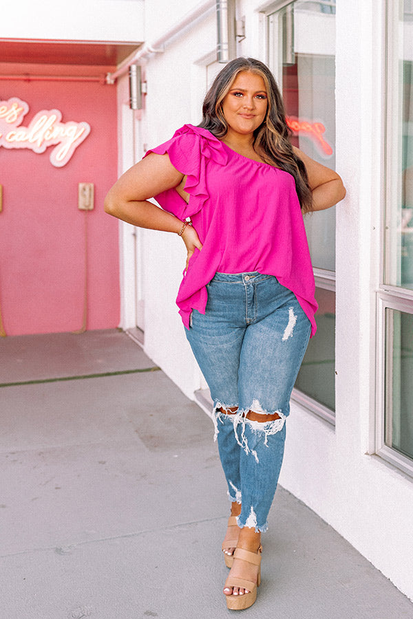 Style Mentor Shift Top In Fuchsia Curves