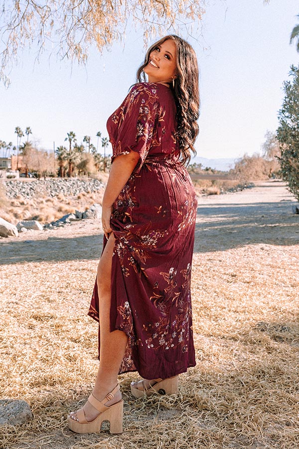 Feeling Decadent Floral Maxi Dress in Maroon Curves Image - 2