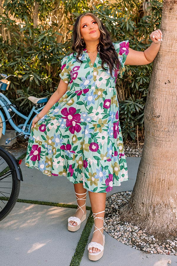Forever Dreaming Floral Midi In Pear Curves