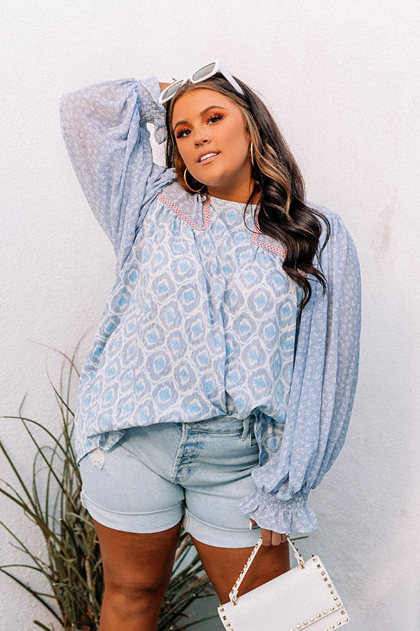 Fashionable Favor Shift Top In Sky Blue Curves