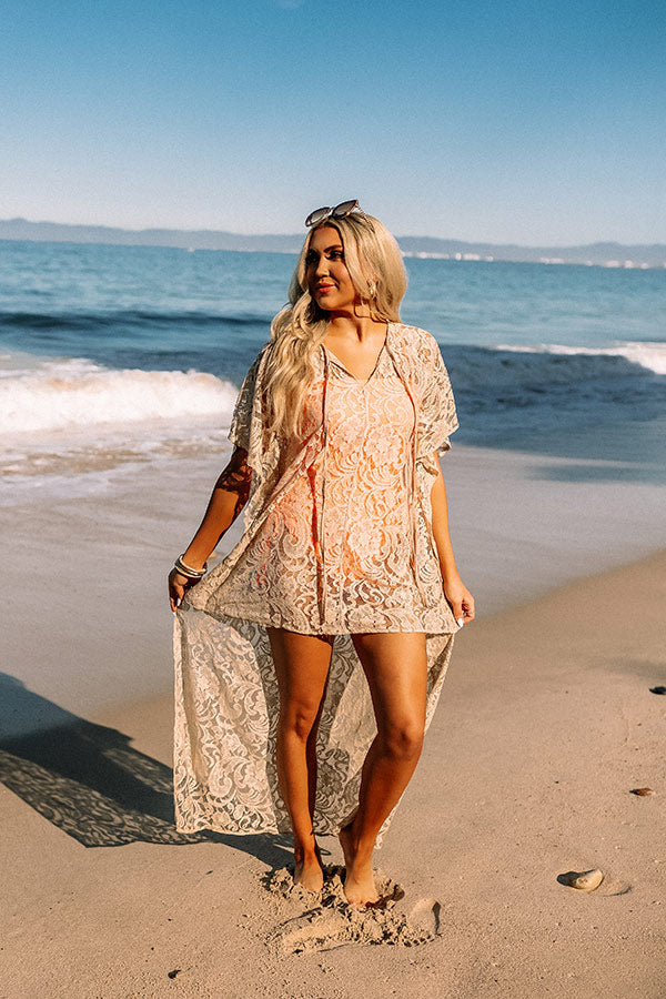 Palms Party Lace Tunic In Light Beige