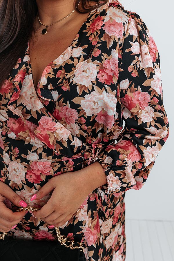 Recent Romance Floral Wrap Dress Curves Image - 4