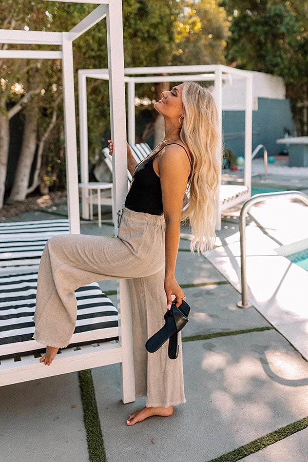 The Banks High Waist Linen-Blend Pants In Warm Taupe Image - 5