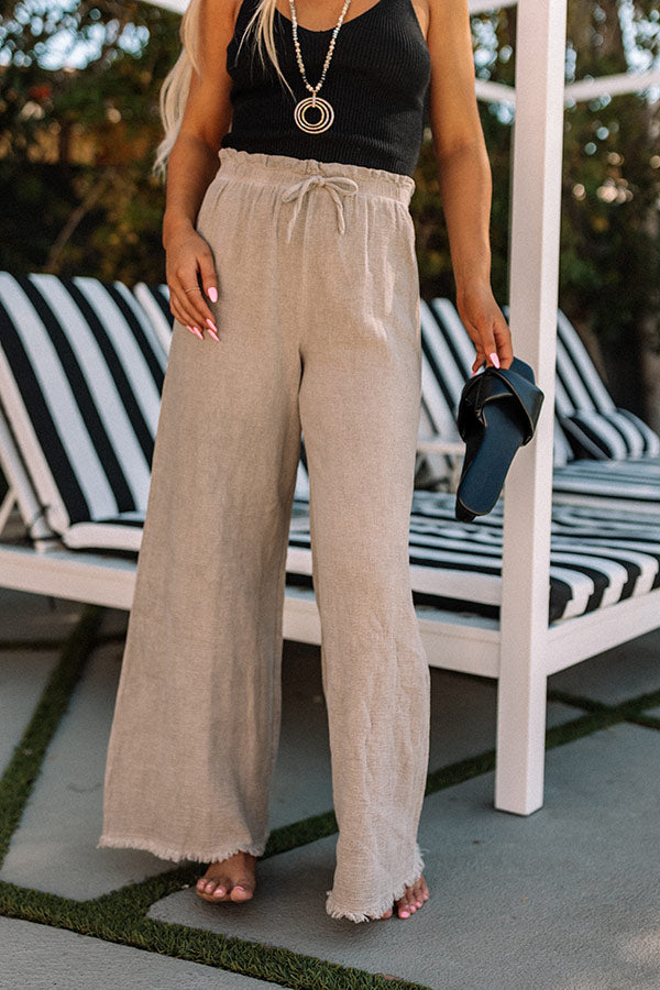 The Banks High Waist Linen-Blend Pants In Warm Taupe Image - 2