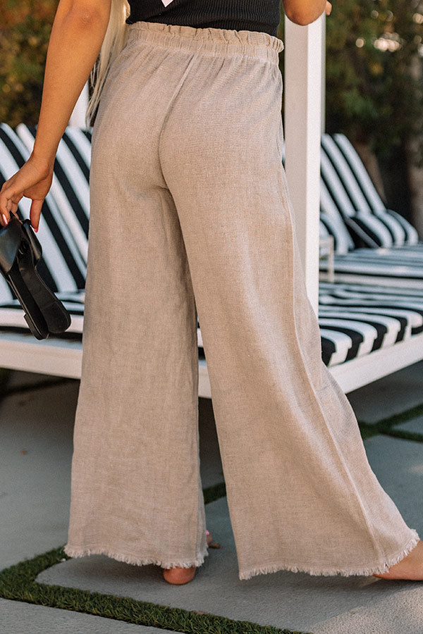 The Banks High Waist Linen-Blend Pants In Warm Taupe Image - 4