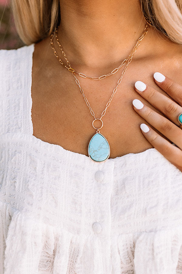 Get The Scoop Semi Precious Layered Necklace In Aqua Image - 2