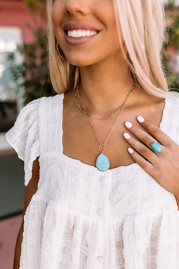 Get The Scoop Semi Precious Layered Necklace In Aqua Image - 3