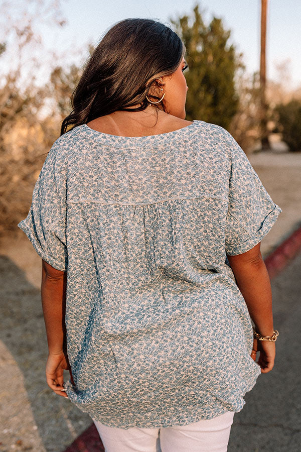 Good Decision Floral Shift Top In Sky Blue Image - 5