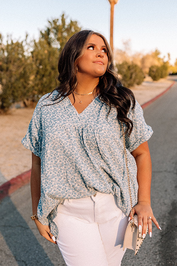 Good Decision Floral Shift Top In Sky Blue Image - 2