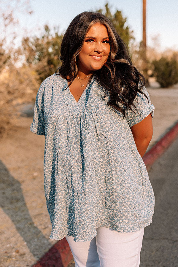 Good Decision Floral Shift Top In Sky Blue Image - 3