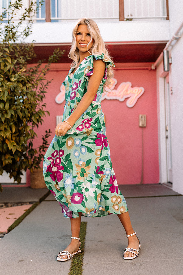 Forever Dreaming Floral Midi In Pear