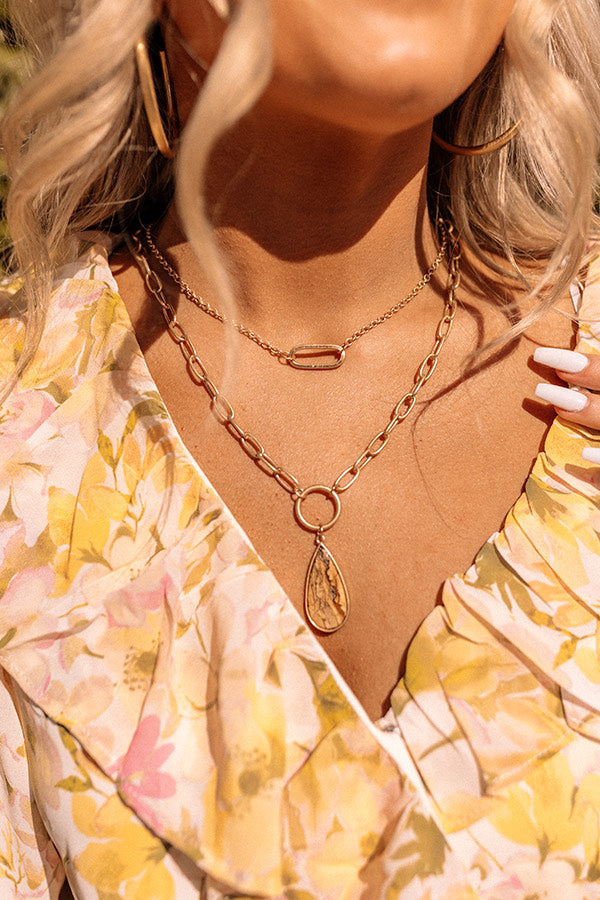 High Noon Semi Precious Layered Necklace In Beige