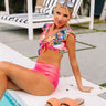 Heat Rising Lace Up Bikini Top in Neon Pink Image - 1