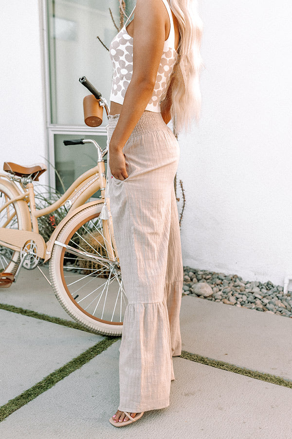 Palm Tree Perfect High Waist Pants In Khaki Image - 2