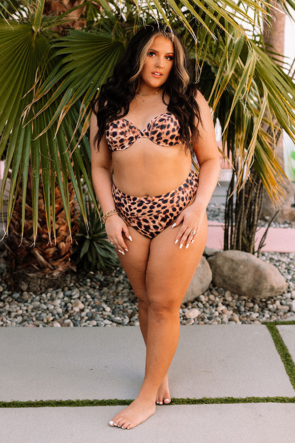 Just A Dip High Waist Leopard Bikini Bottom Curves