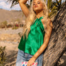 Here To Party Satin Top In Green Image - 1