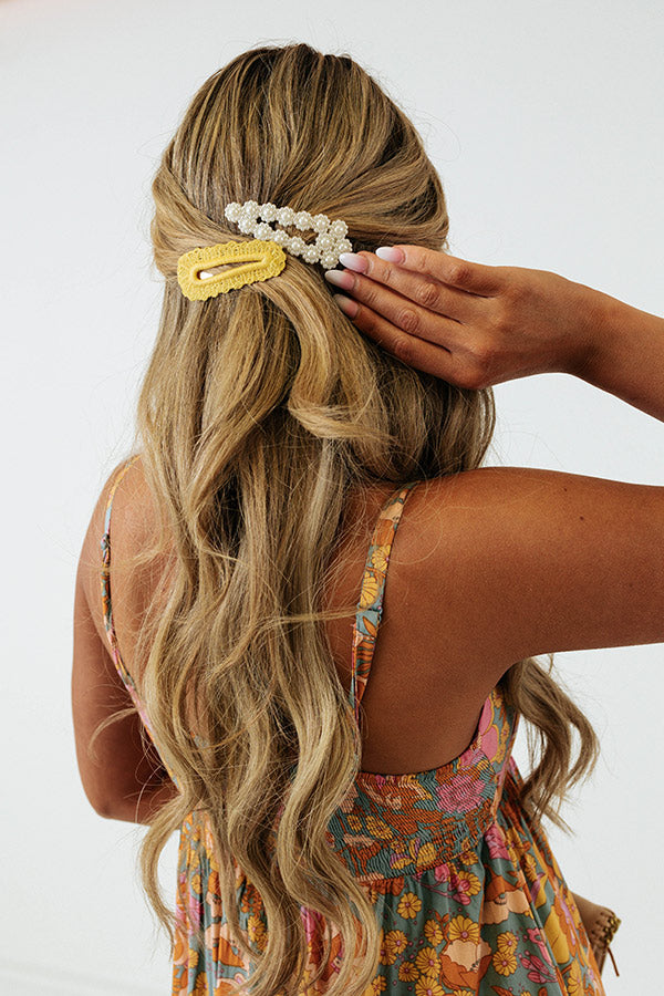 Divine Bliss Hair Clip Set In Yellow