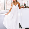Take My Breath Away Satin Pleated Maxi In Ivory Image - 1