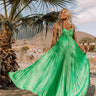 Take My Breath Away Satin Pleated Maxi In Kelly Green Image - 1