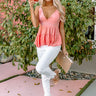Beach Glow Babydoll Top in Coral Image - 1