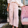 The Benett High Waist Distressed Pants In Pink Image - 1