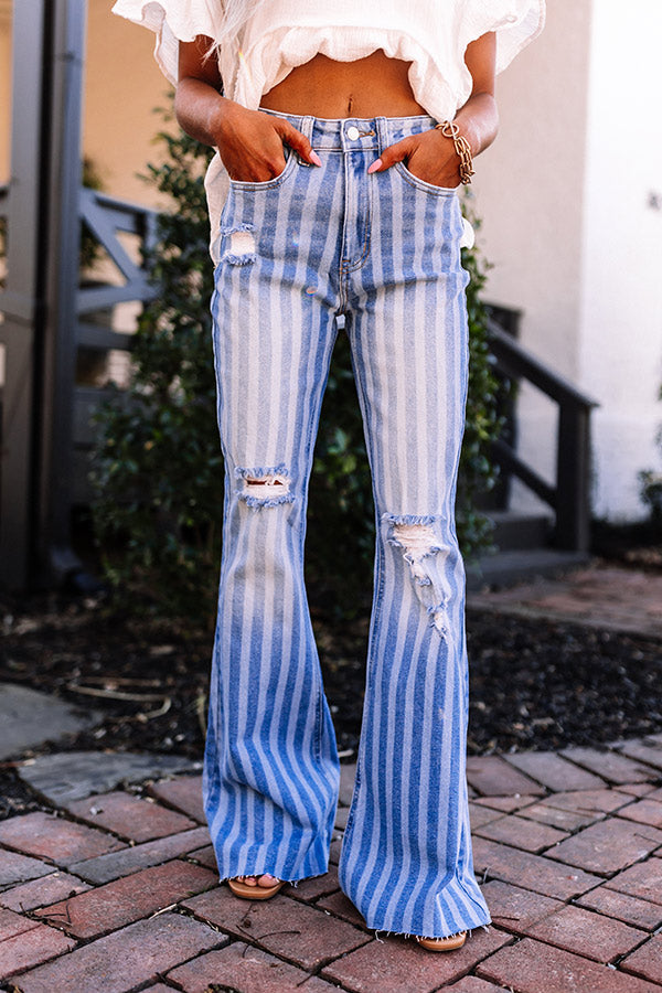 The Coston High Waist Distressed Flare in Light Wash Image - 2