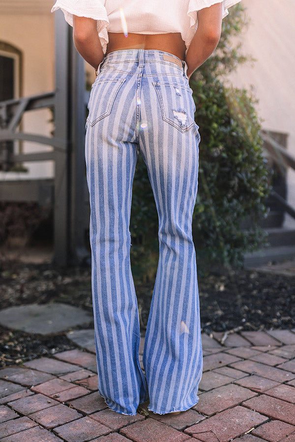 The Coston High Waist Distressed Flare in Light Wash Image - 5