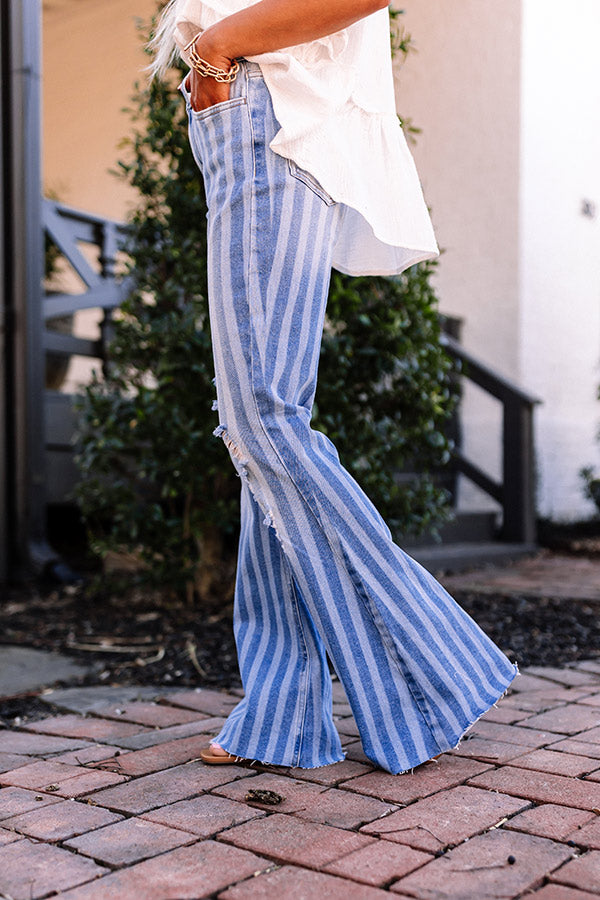 The Coston High Waist Distressed Flare in Light Wash Image - 4