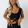 Jacuzzi Cutie Front Tie Bikini Top in Black Image - 1