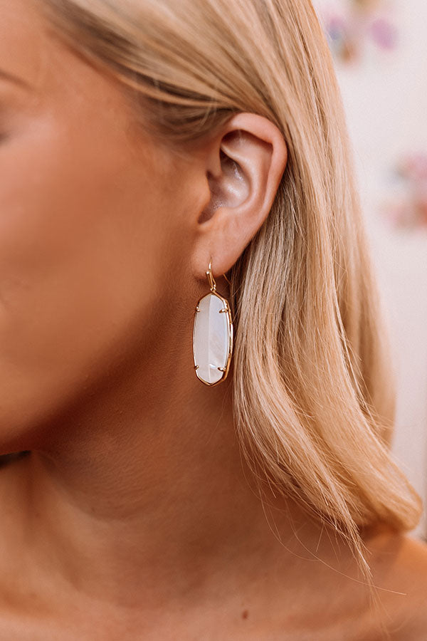 Kendra Scott Elle Gold Intarsia Drop Earrings In White Intarsia Image - 2