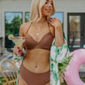 Sandy Seaside Wrap Bikini Top in Chocolate Image - 1