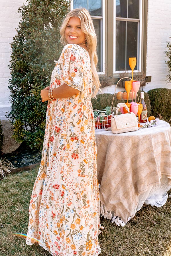 Only Sunshine Floral Maxi In Cream Curves Image - 4