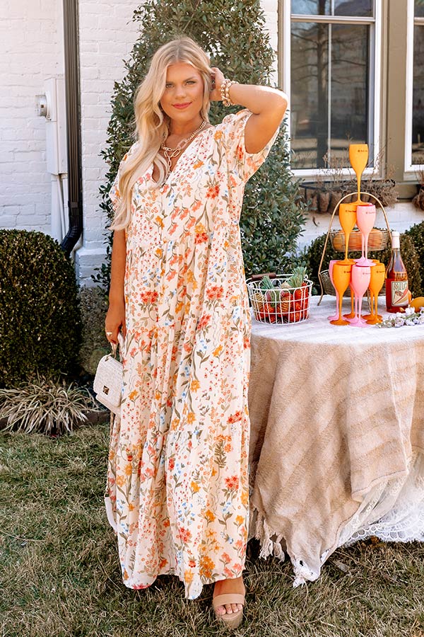 Only Sunshine Floral Maxi In Cream Curves Image - 2