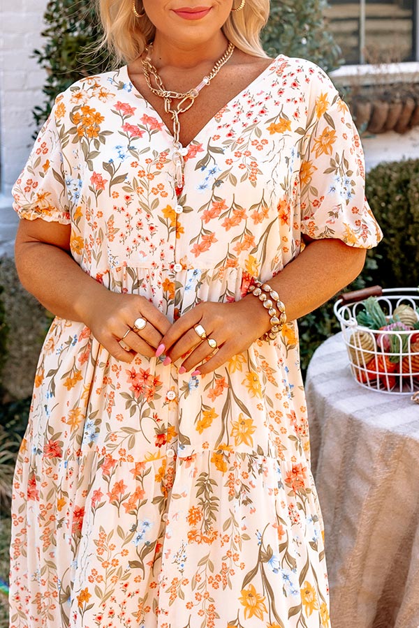 Only Sunshine Floral Maxi In Cream Curves Image - 3