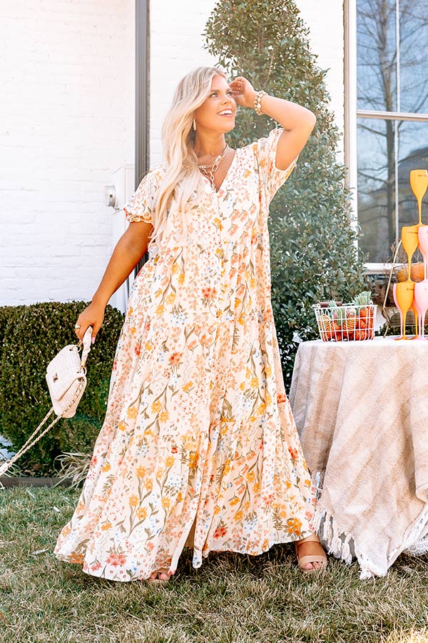 Only Sunshine Floral Maxi In Cream Curves Image - 1