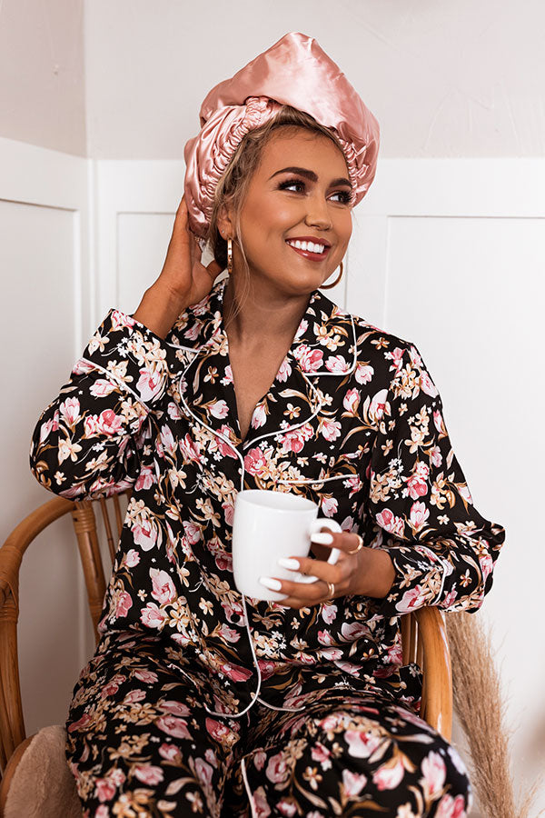 Satin-Wrapped Hair Towel in Blush Image - 1