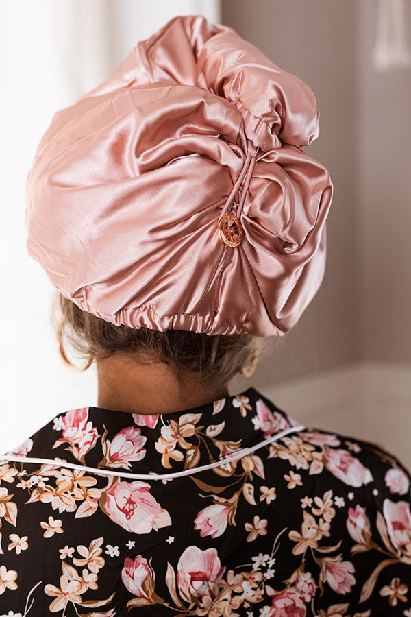 Satin-Wrapped Hair Towel in Blush Image - 3