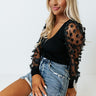 Romantic Bliss Ribbed Top In Black Image - 1