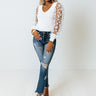 Romantic Bliss Ribbed Top In White Image - 1