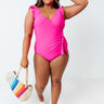 Wild Side Belted One Piece Swimsuit in Hot Pink Curves Image - 1