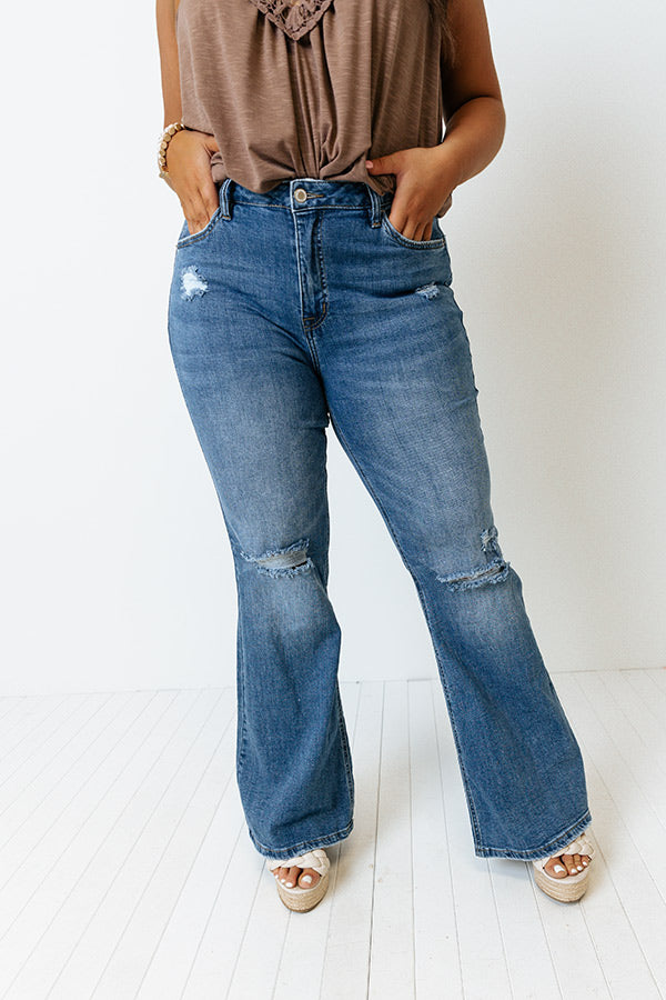 The Kelson High Waist Distressed Flare Curves Image - 1