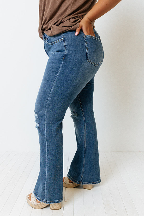The Kelson High Waist Distressed Flare Curves Image - 2