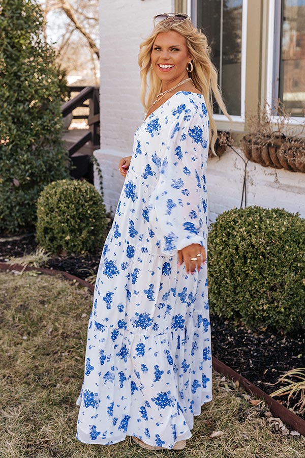 Seas The Moment Floral Maxi in Blue Curves • Impressions Online Boutique