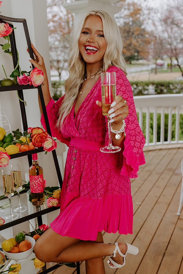 Island Beauty Lace Romper In Hot Pink Image - 3