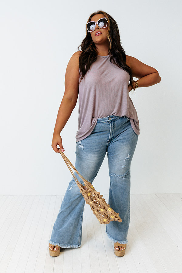 Risen The Mellow Midrise Distressed Flare Curves Image - 1