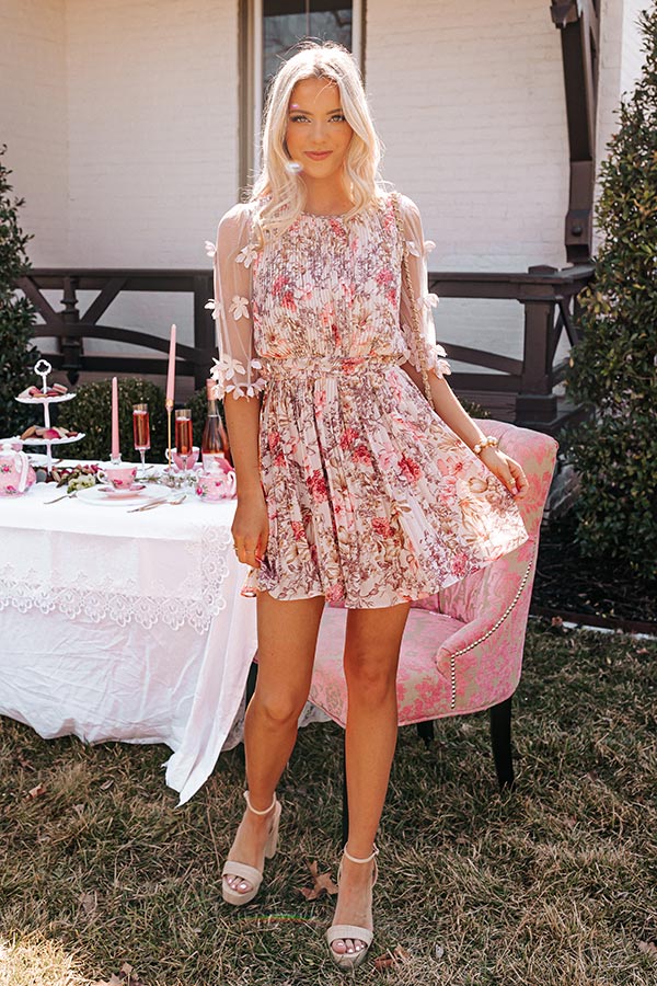 Vineyard Villa Pleated Dress in Dusty Purple Image - 2