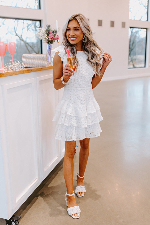 Springtime Happiness Eyelet Dress In White