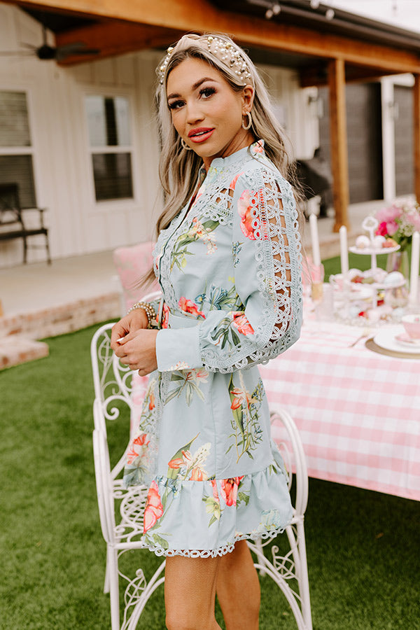 Floral Dawn Crochet Dress In Sky Blue Image - 5